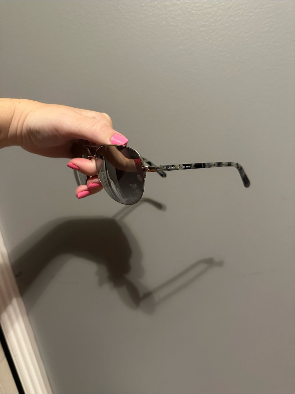 kate spade Silver Aviator Sunglasses with Tortoiseshell Temples